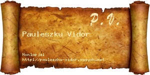 Pauleszku Vidor névjegykártya